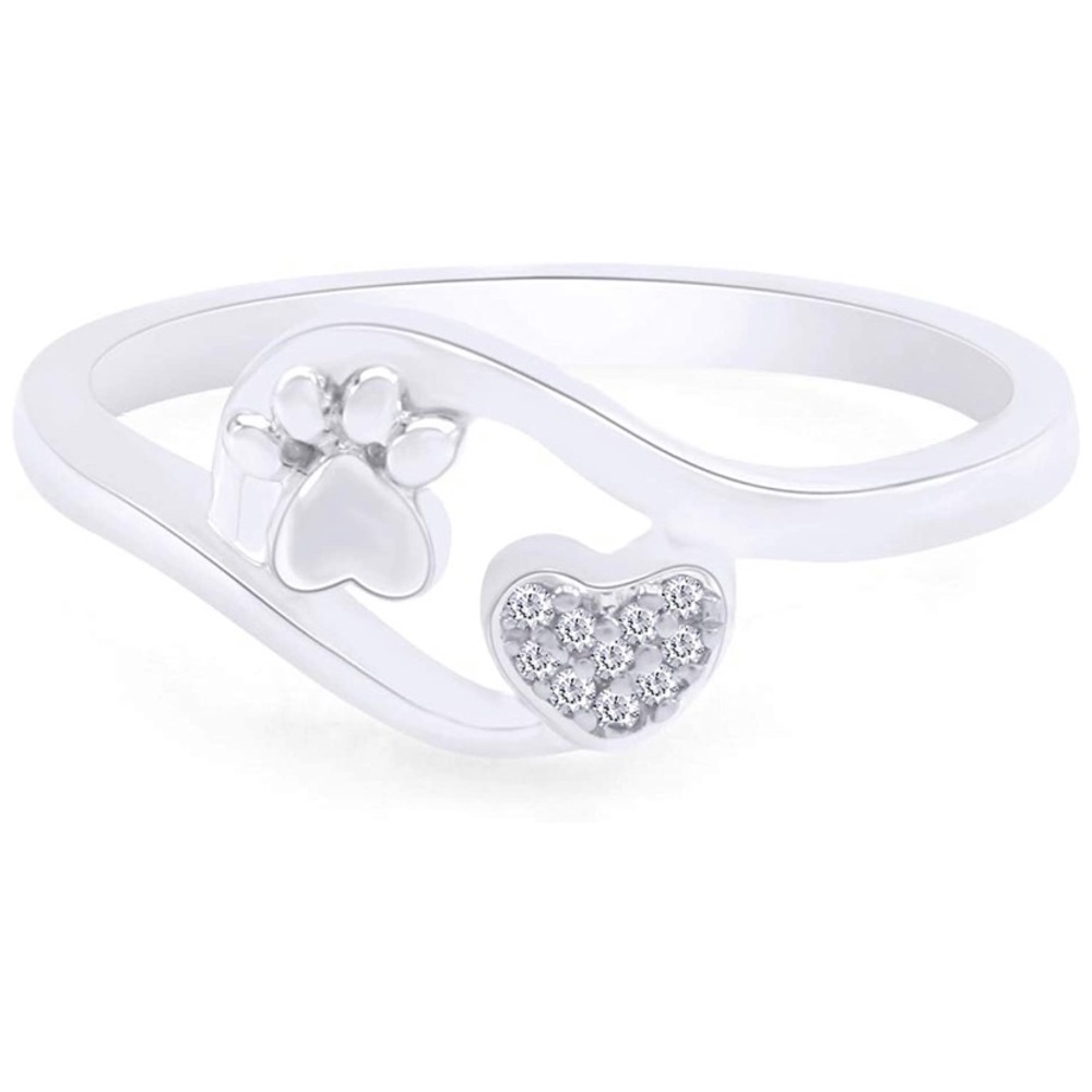 Natural Diamond Paw Print Ring